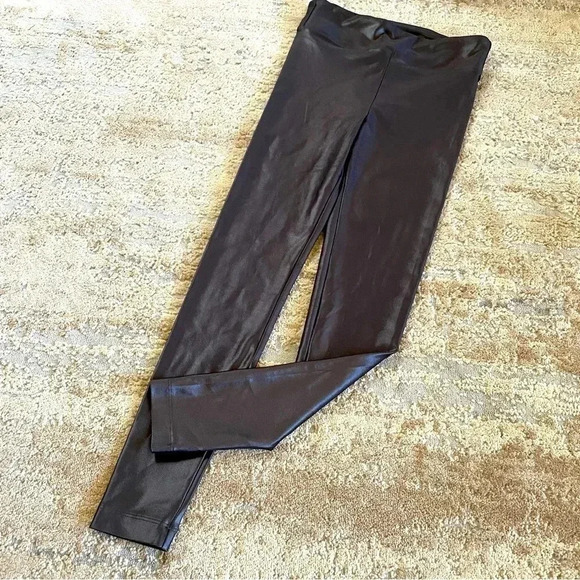 Koral Lustrous High Rise Leggings Brown Faux Leather Look Shine Metallic: Small - Picture 1 of 11